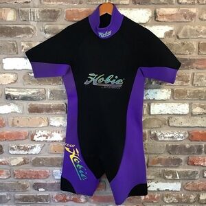 HOBIE Men's Short Sleeve Shorts Wetsuit - Black and Purple with Logo L